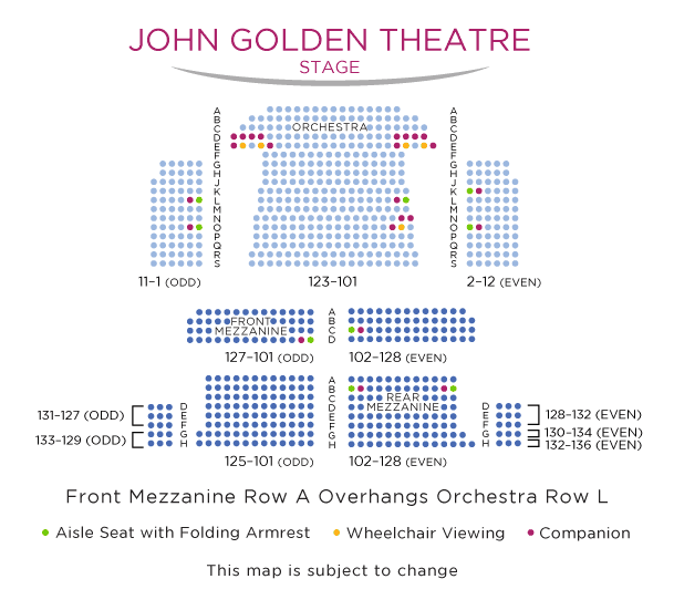 Golden Theatre Seating Chart with ADA Seats