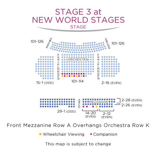 New World Stages Stage 3 Seating Chart with ADA Seats