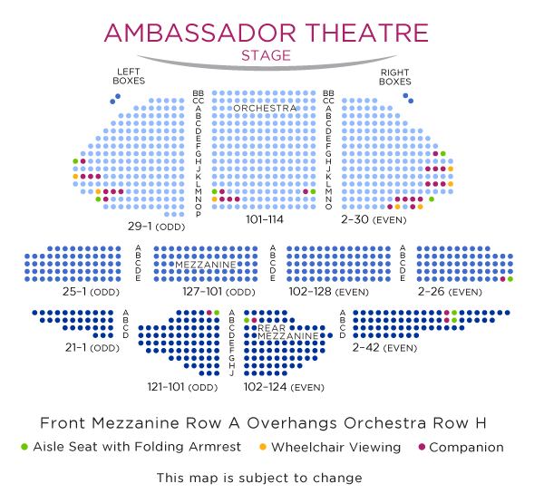 Ambassador Theatre Seating Chart with ADA Seats