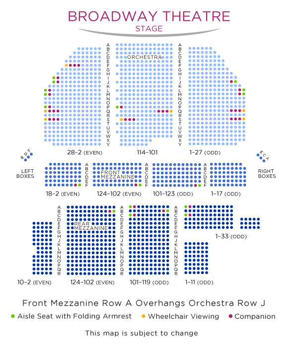 Broadway Theatre Seating Chart with ADA Seats