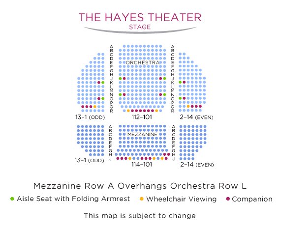 Helen Hayes Theatre Seating Chart with ADA Seats