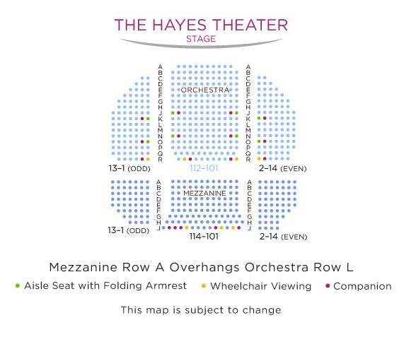 Helen Hayes Theatre Seating Chart with ADA Seats