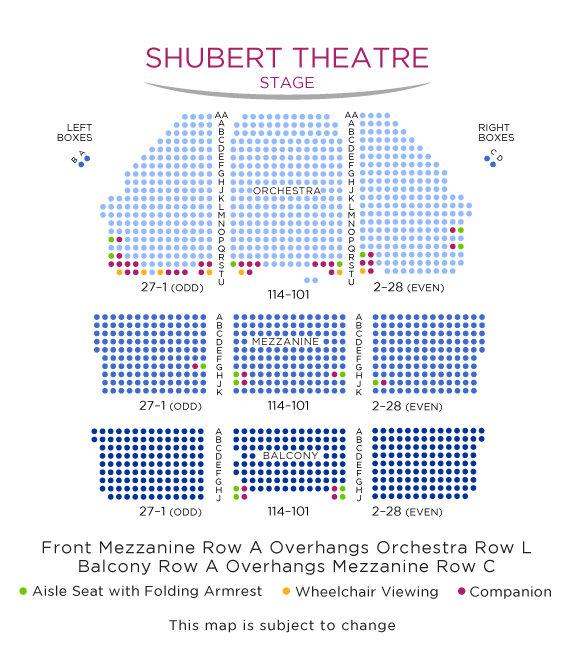 Shubert Theatre Seating Chart with ADA Seats