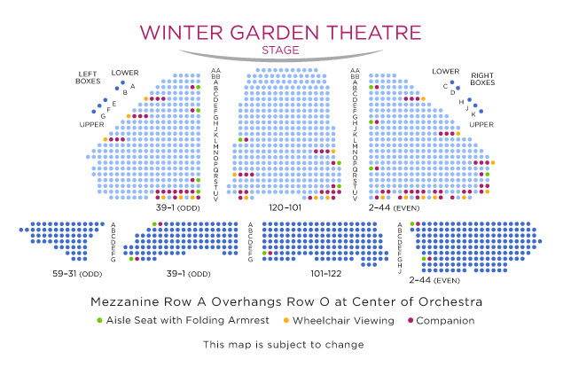 Winter Garden Theatre Seating Chart with ADA Seats