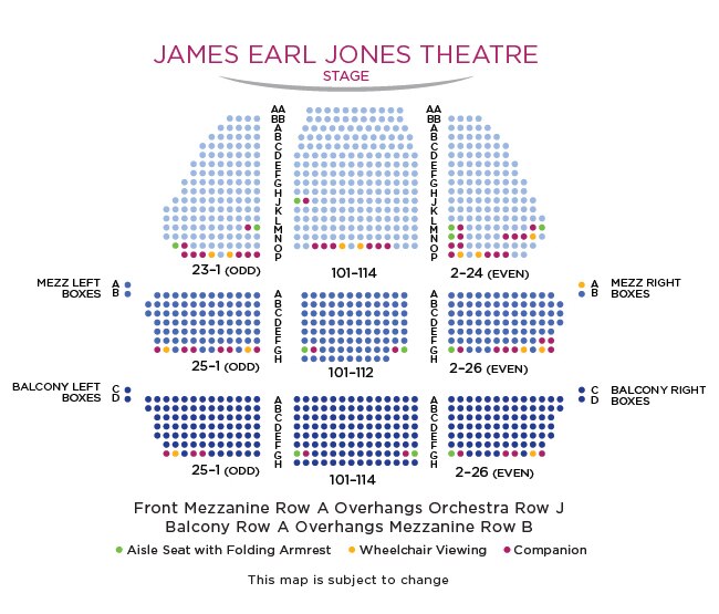 James Earl Jones Theatre Seating Chart with ADA Seats