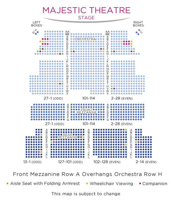 Majestic Theatre Seating Chart with ADA Seats