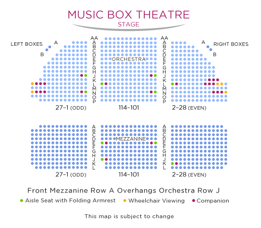 Music Box Theatre Seating Chart with ADA Seats