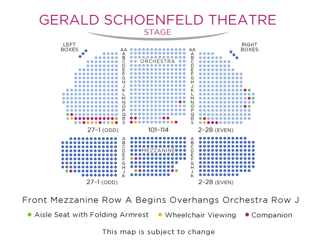 Schoenfeld Theatre Seating Chart with ADA Seats
