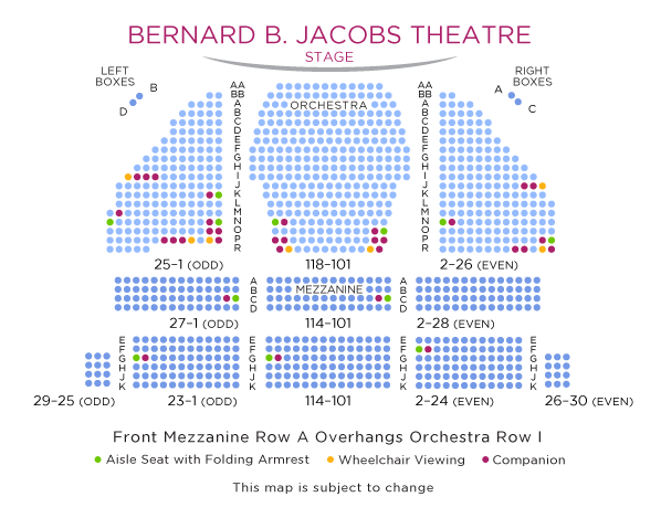 Jacobs Theatre Seating Chart with ADA Seats